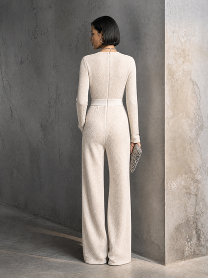 Pina — Tuta intera in maglia elasticizzata con scollo a V