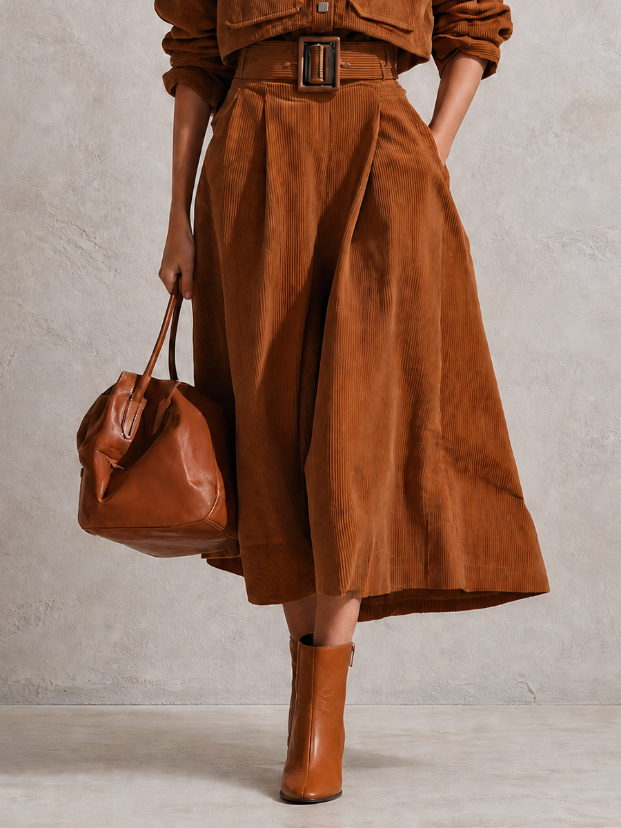 Norma — Completo due pezzi plissettato marrone
