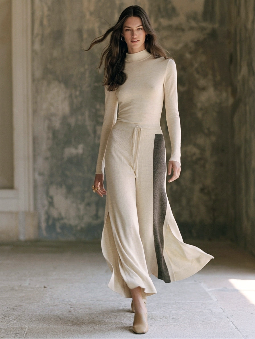 Martina — Completo due pezzi in maglia elasticizzata con pantaloni