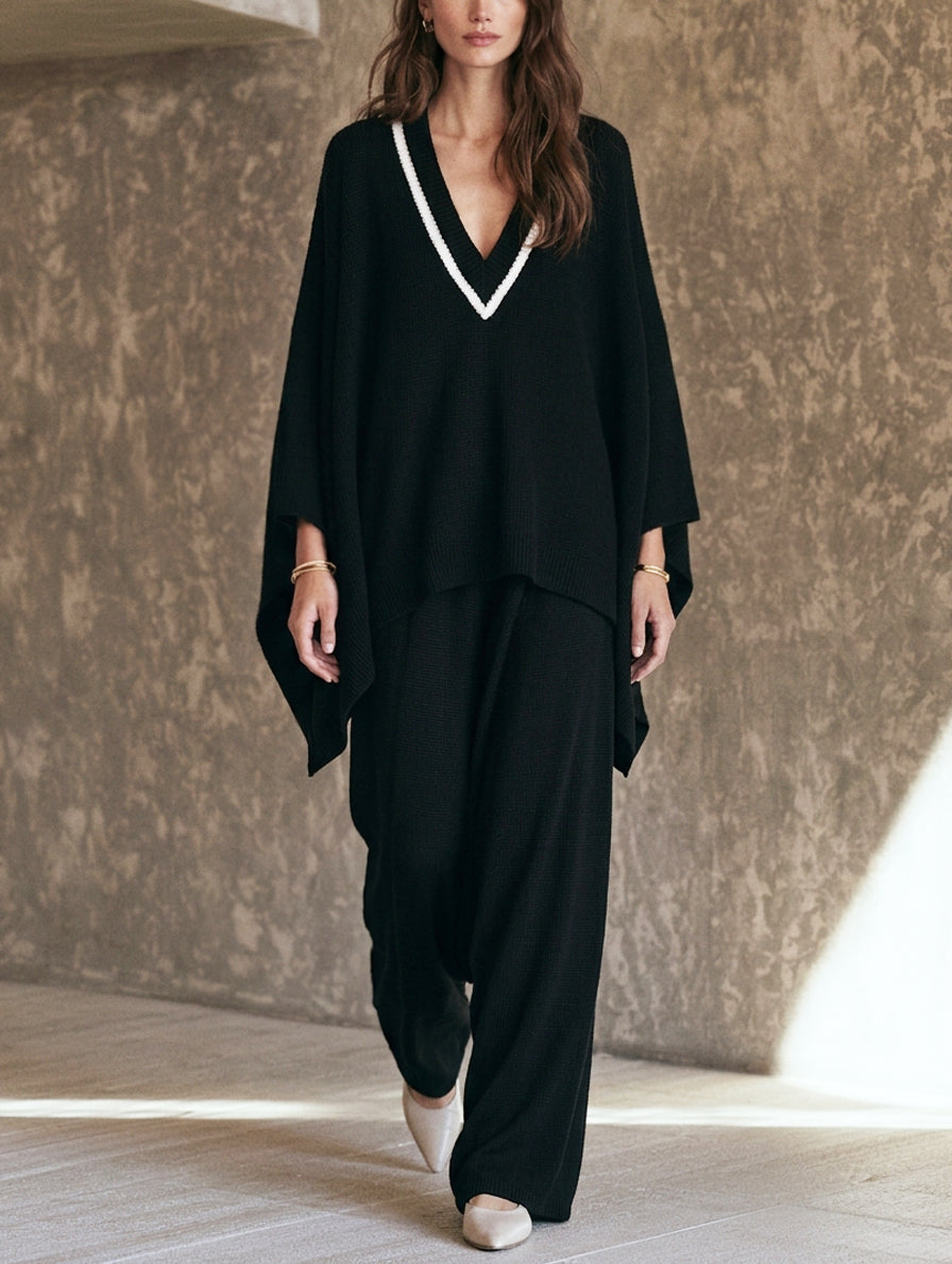 Matilde — Completo due pezzi in maglia con pantaloni nero