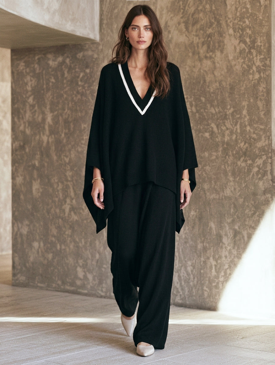 Matilde — Completo due pezzi in maglia con pantaloni nero