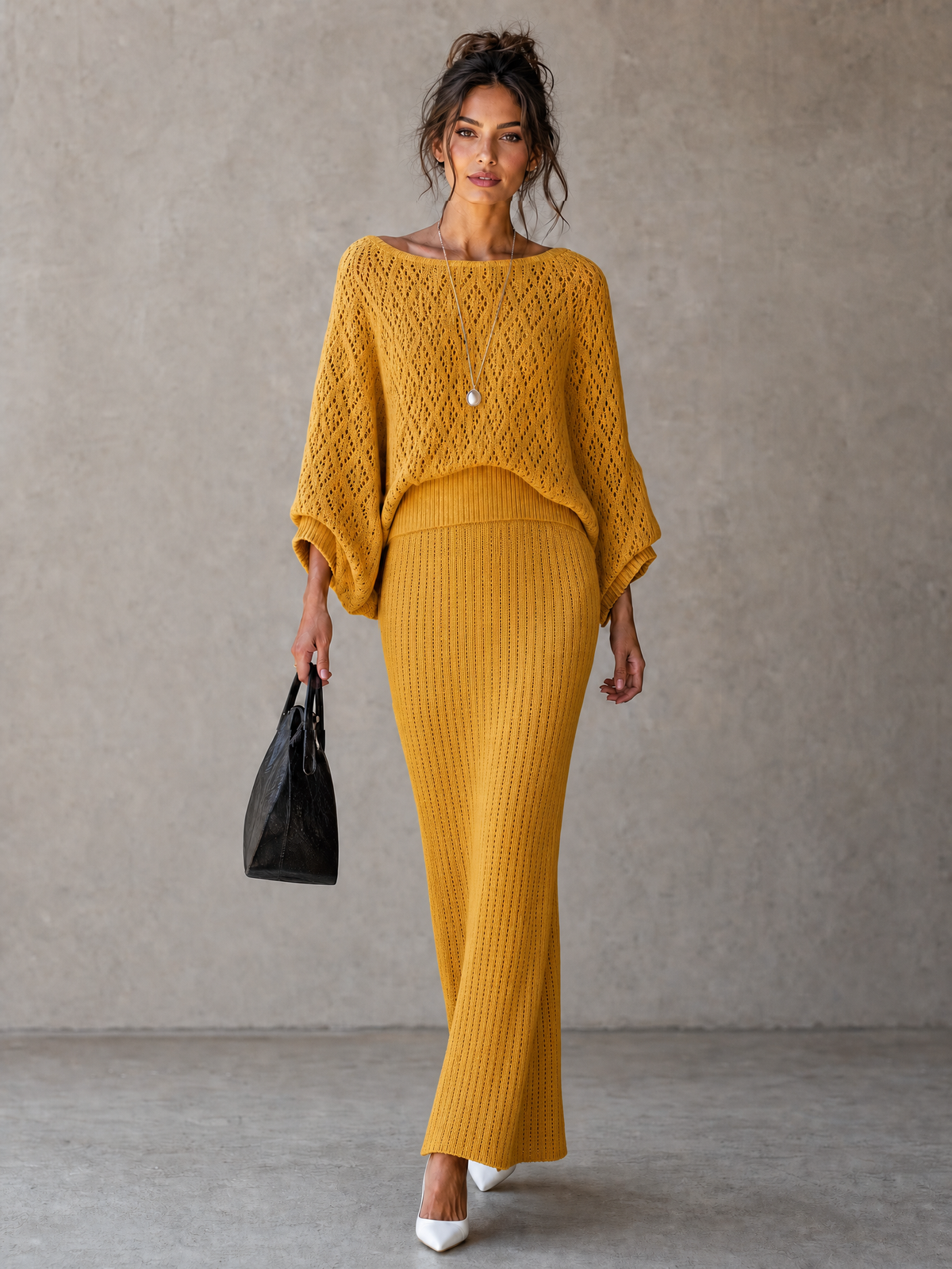 Alessandrina — Maglione in maglia con scollo a barca