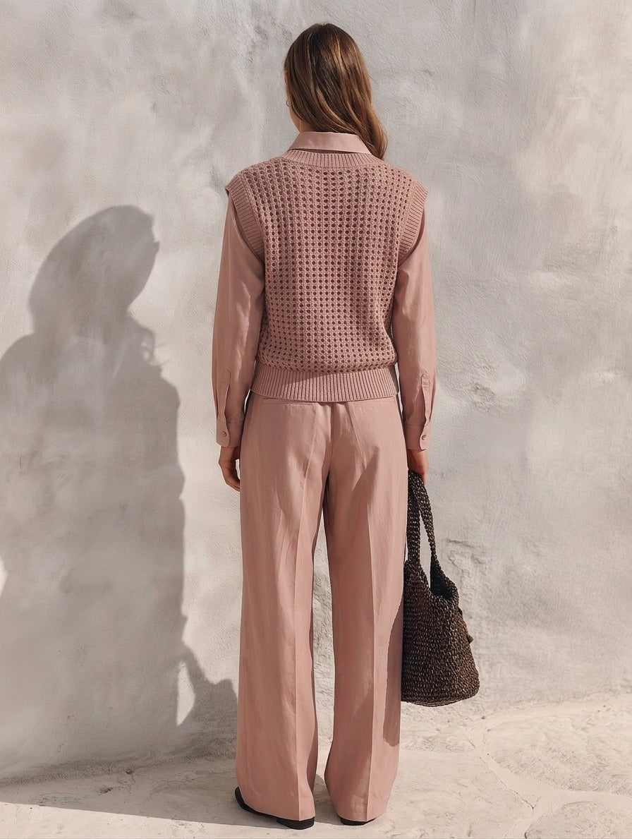 Ornella — Completo tre pezzi in maglia con pantaloni