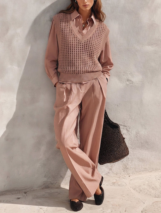 Ornella — Completo tre pezzi in maglia con pantaloni