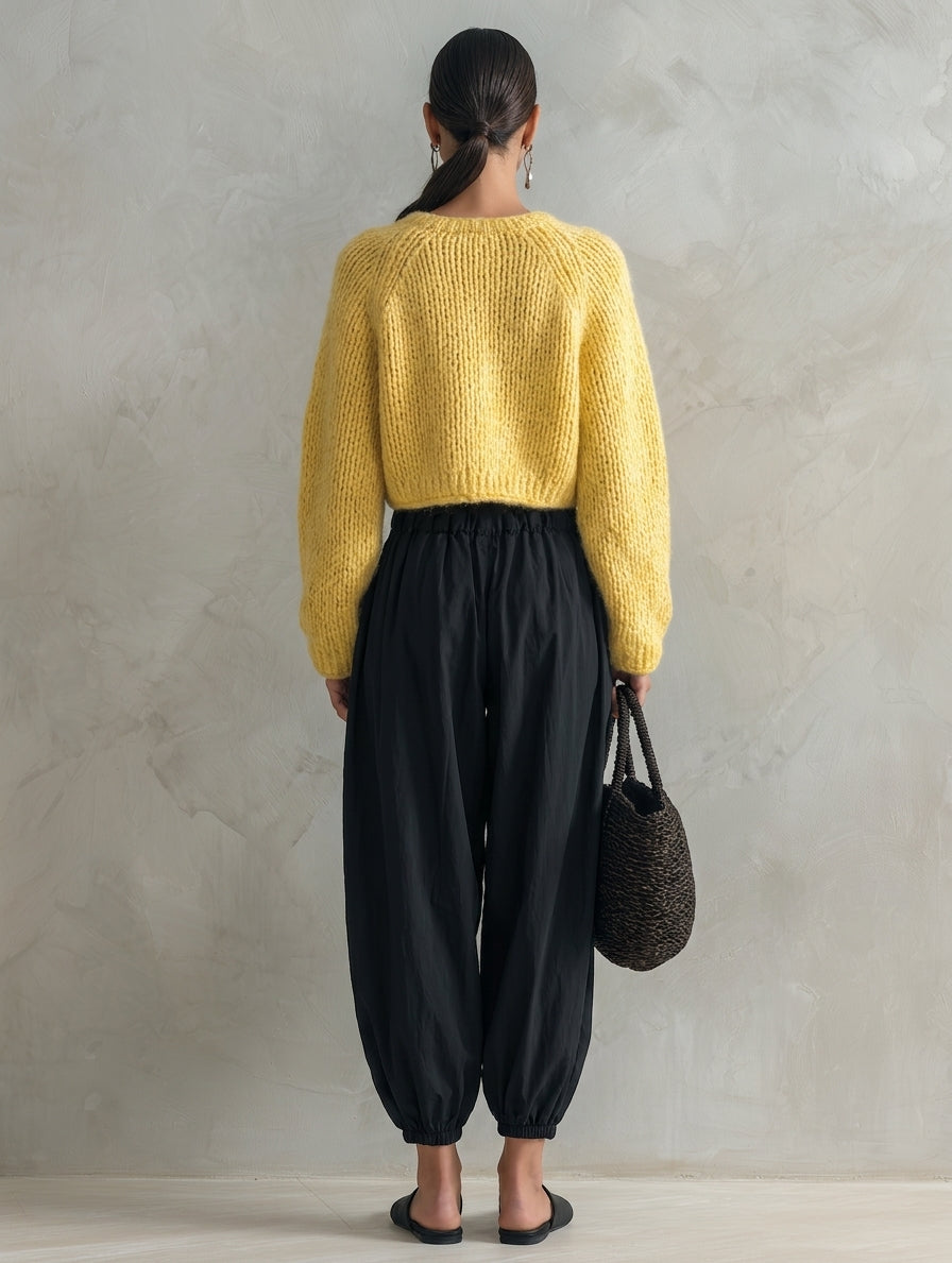 Ottavia — Completo due pezzi in maglia con pantaloni giallo e nero