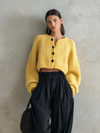 Ottavia — Completo due pezzi in maglia con pantaloni giallo e nero