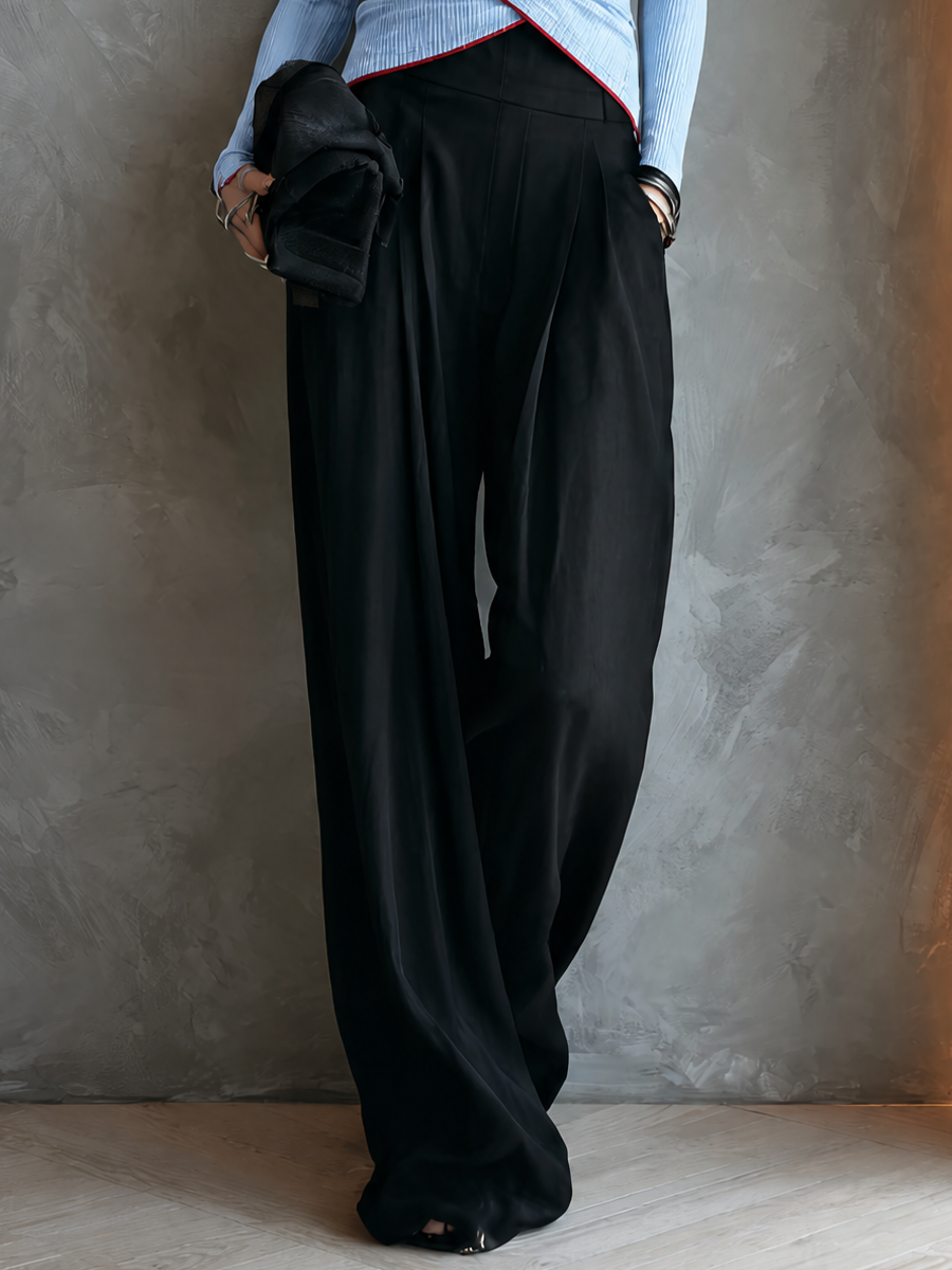 Nerina — Completo due pezzi in cotone plissettato blu