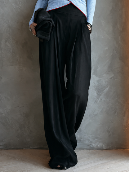 Nerina — Completo due pezzi in cotone plissettato blu