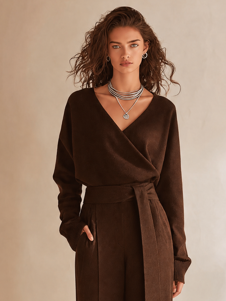 Piera — Completo due pezzi in maglia plissettato
