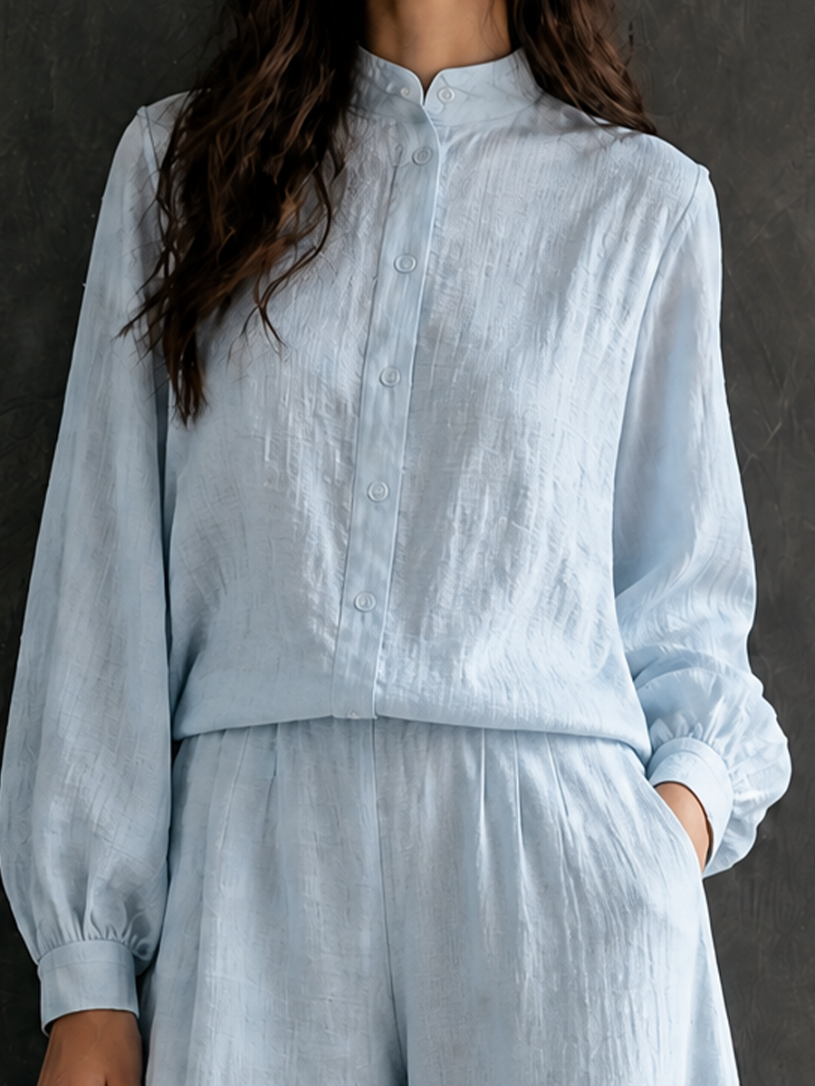 Rosalba — Completo due pezzi in cotone e lino blu