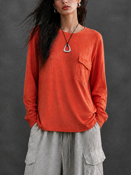 Aureliana — T-shirt in lino con girocollo