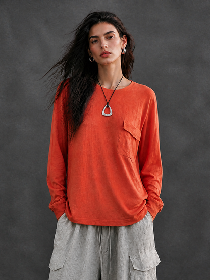 Aureliana — T-shirt in lino con girocollo