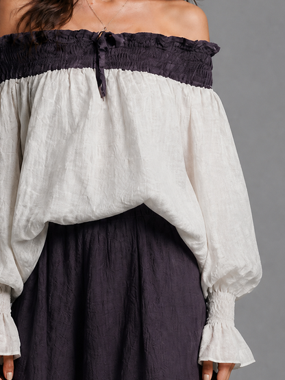 Battistina — Top in cotone e lino color block