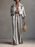 Tecla — Completo due pezzi in cotone a righe righe