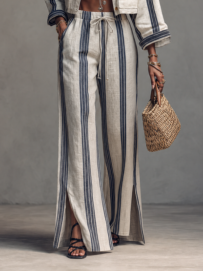 Tecla — Completo due pezzi in cotone a righe righe