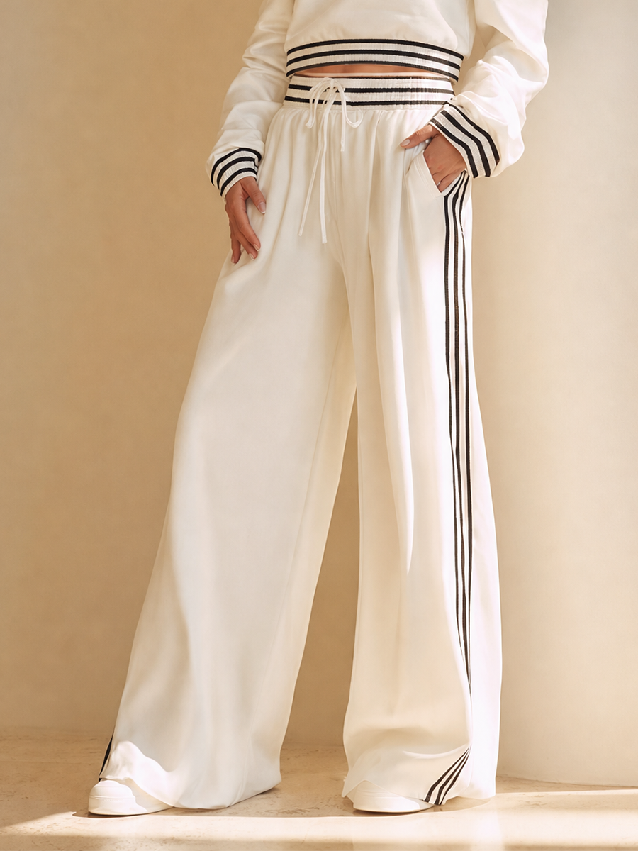 Ursula — Completo due pezzi in cotone a righe bianco