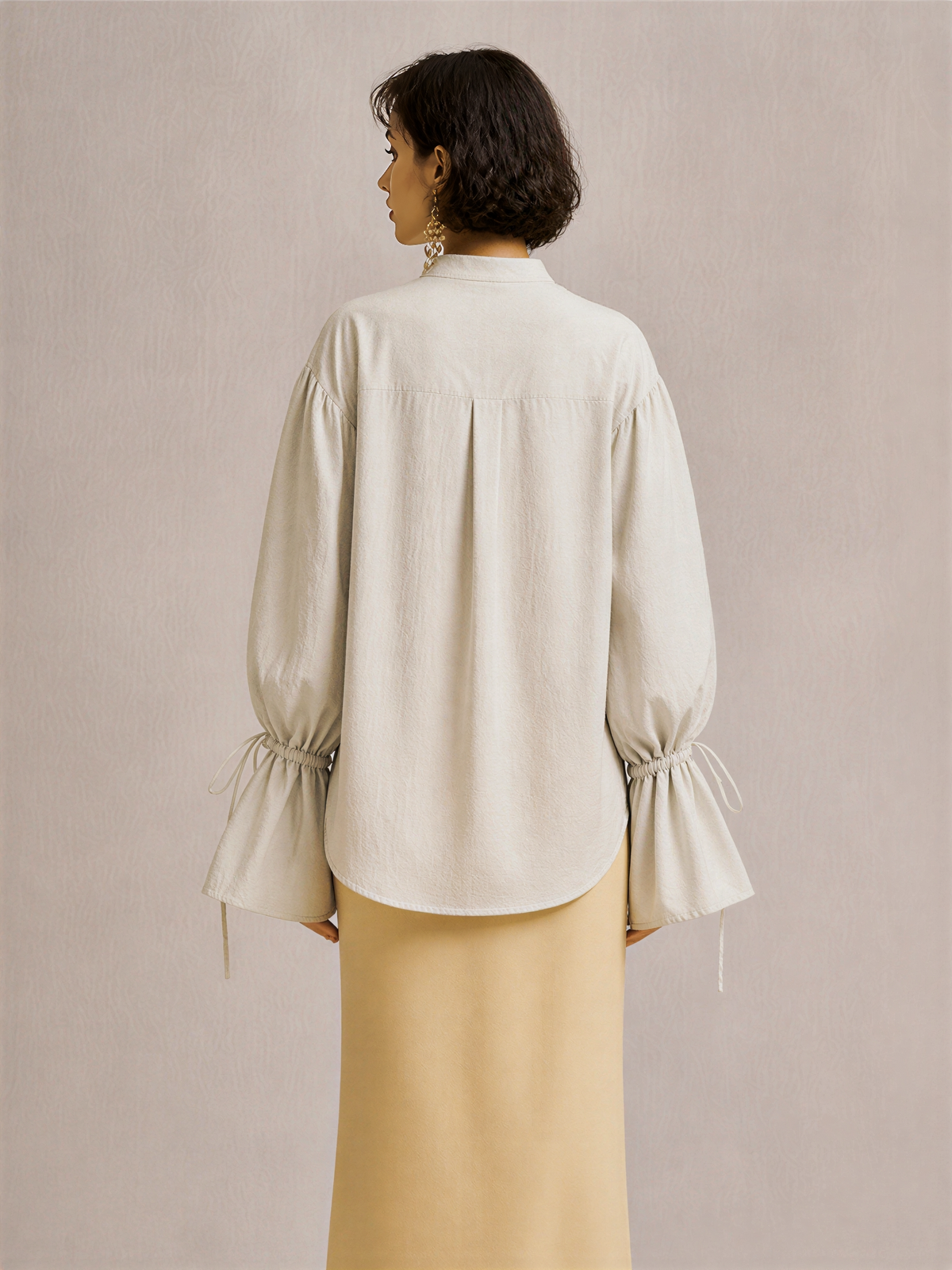 Calogera — Camicia in cotone con collo alla coreana