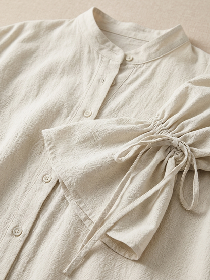 Calogera — Camicia in cotone con collo alla coreana