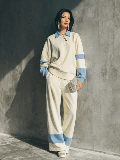 Virginia — Completo due pezzi in cotone con pantaloni dritti