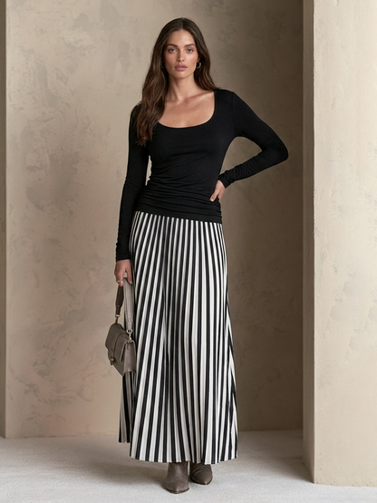 Wanda — Completo due pezzi in maglia elasticizzata a righe
