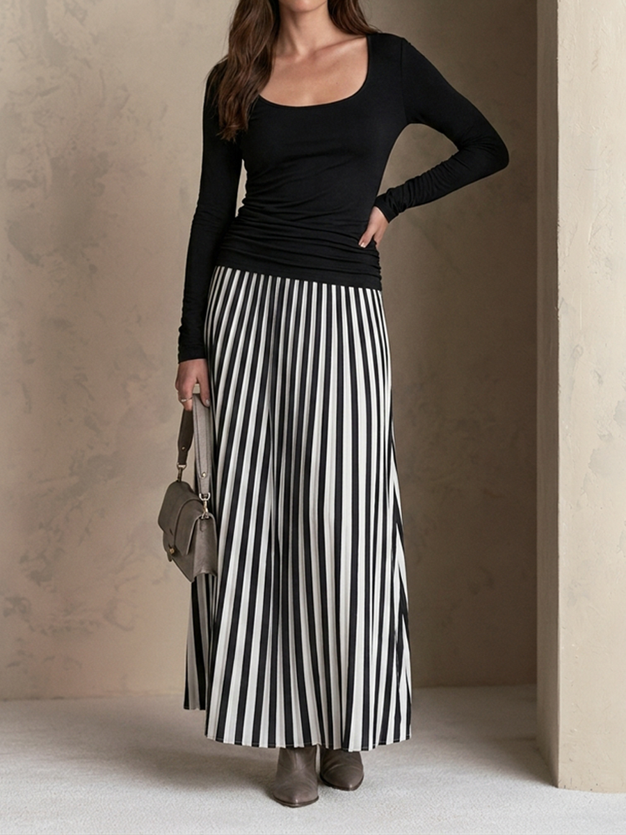 Wanda — Completo due pezzi in maglia elasticizzata a righe