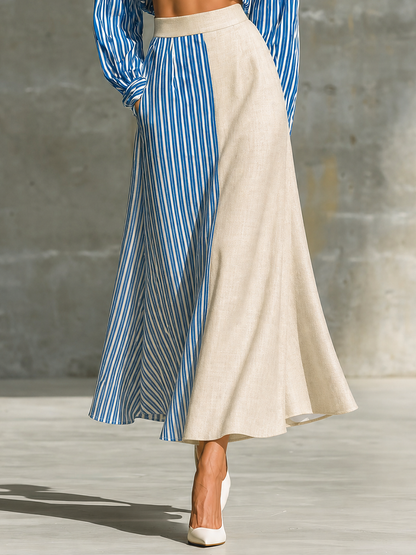 Vanda — Completo due pezzi in cotone a righe blu