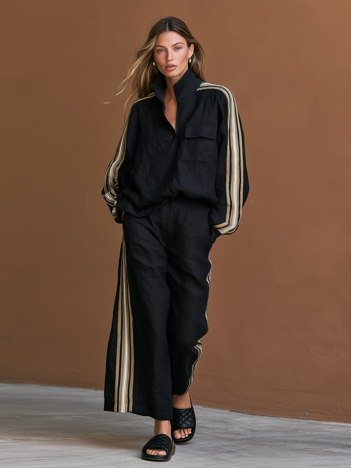 Amanda — Abito in lino con mezza zip