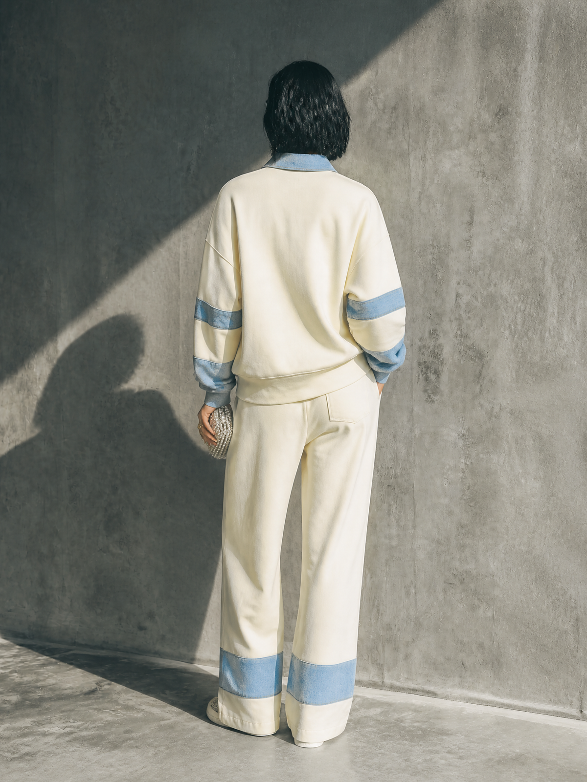 Virginia — Completo due pezzi in cotone con pantaloni dritti