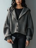 Cirilla — Cardigan in maglia a coste con cappuccio