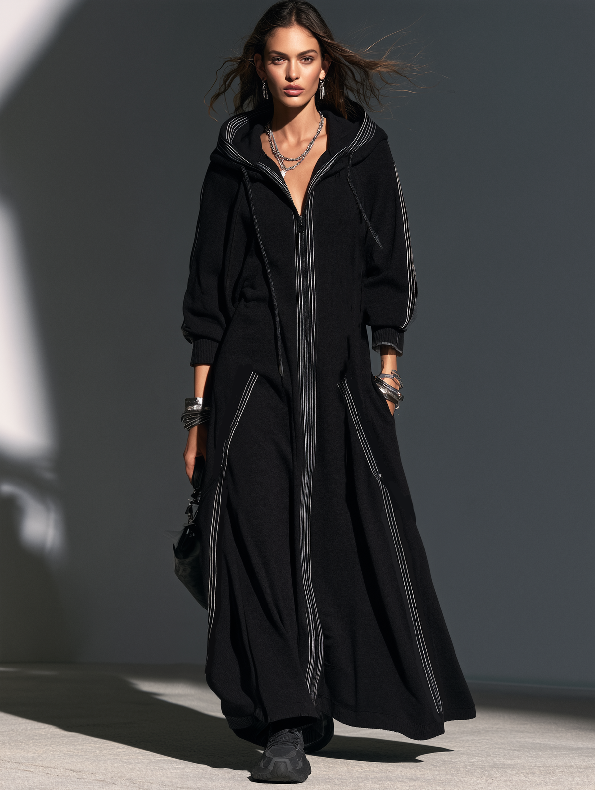 Annamaria — Cappotto lungo in felpa con cappuccio