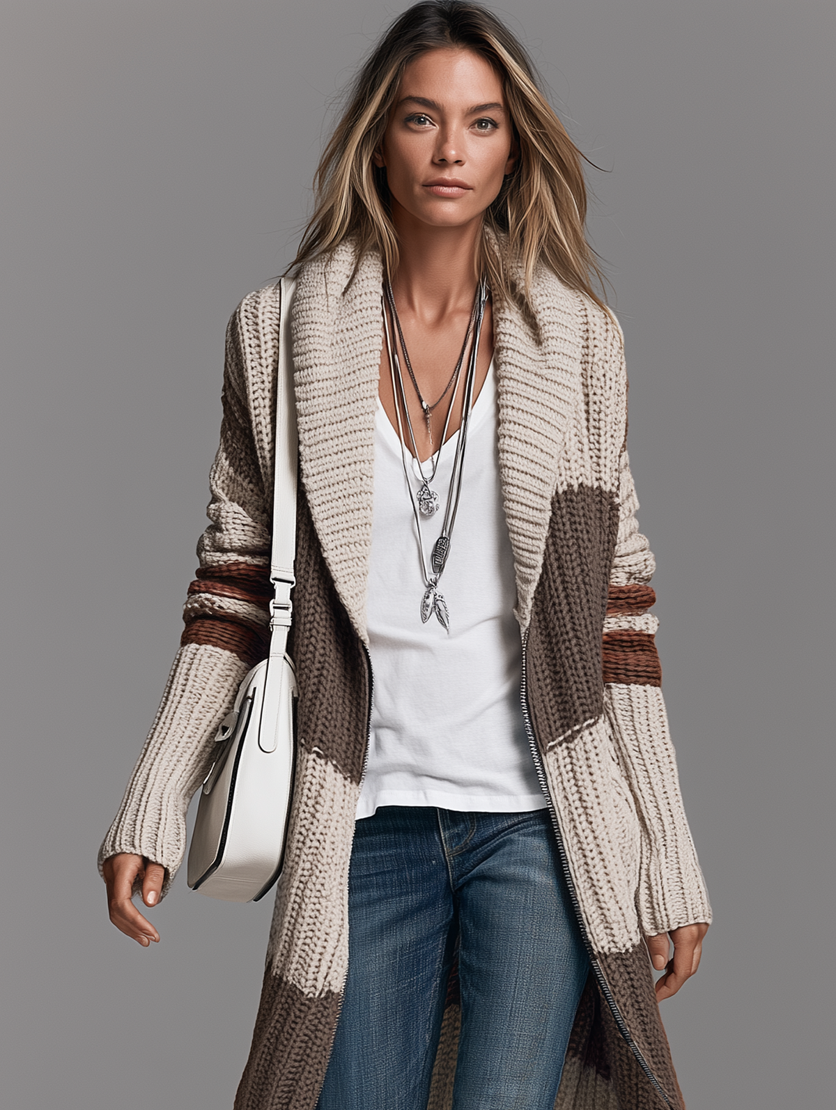 Evangelina — Cardigan lungo con collo a scialle