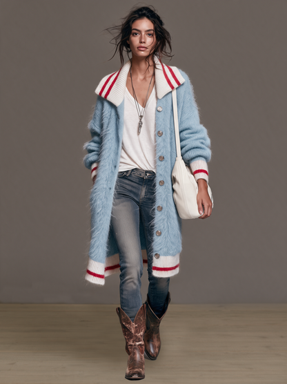 Martina — Cardigan monopetto in mohair con revers