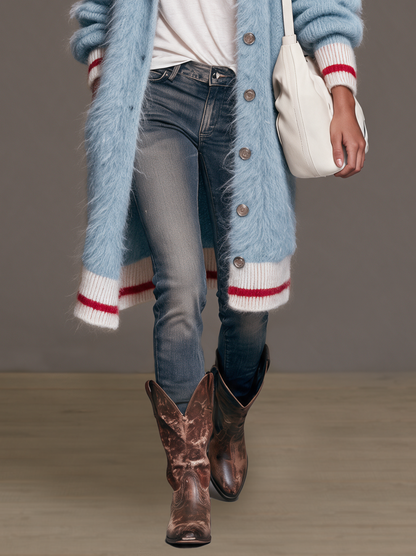 Martina — Cardigan monopetto in mohair con revers