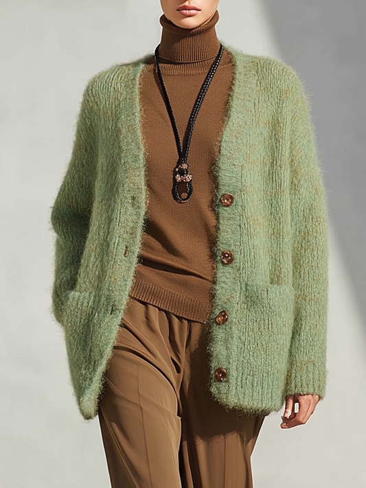 Elvina — Cardigan in maglia a coste con bottoni
