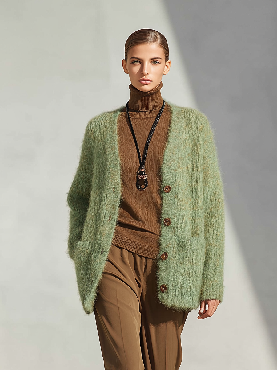 Elvina — Cardigan in maglia a coste con bottoni