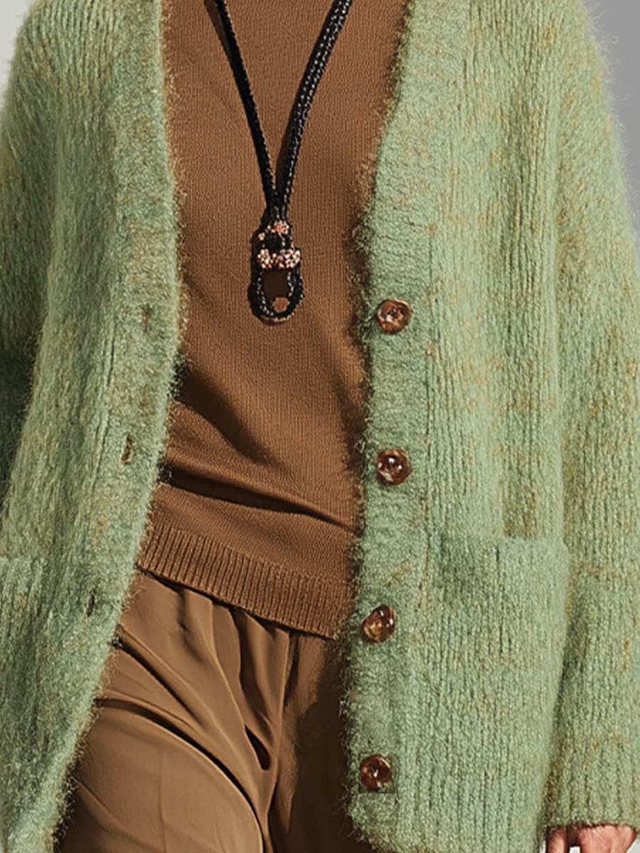 Elvina — Cardigan in maglia a coste con bottoni