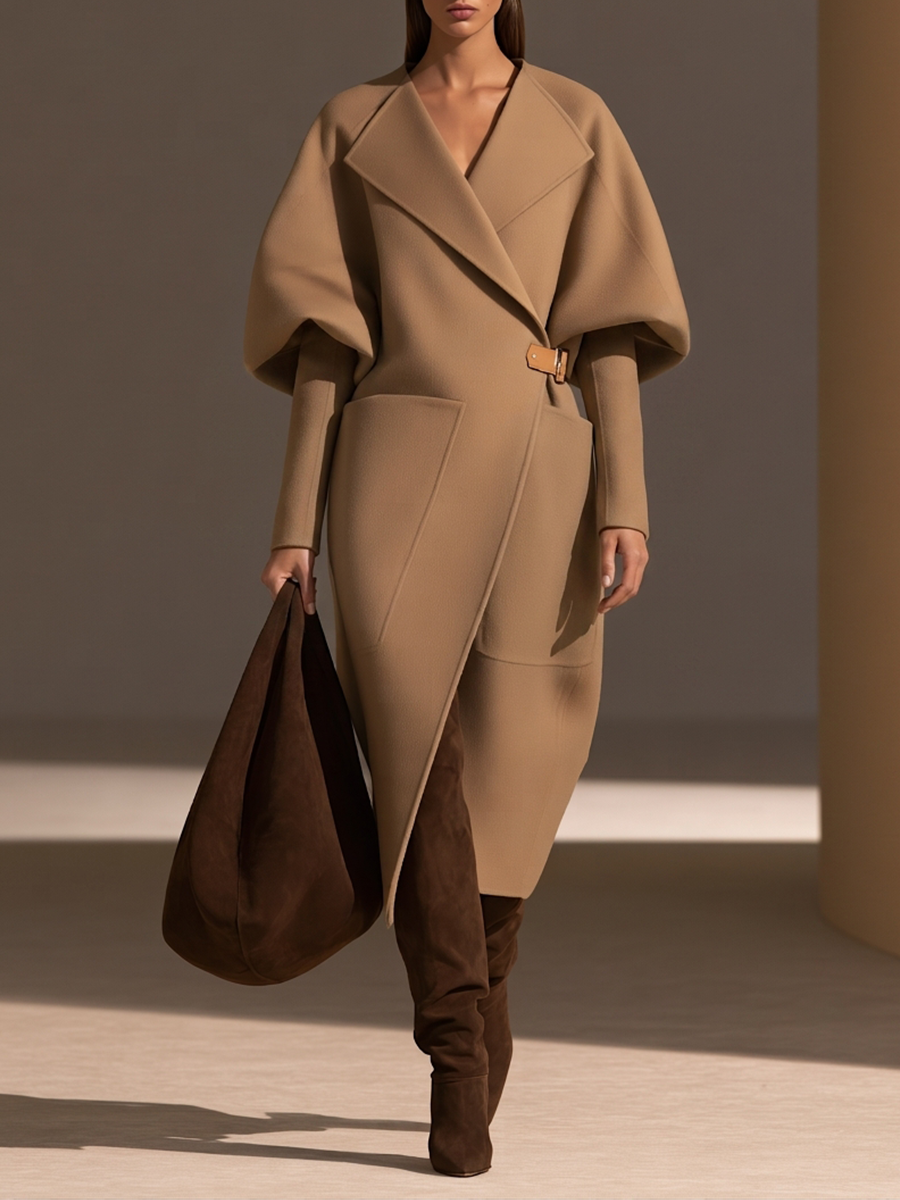 Placidia — Cappotto oversize in similpelle con revers