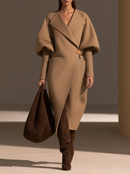 Placidia — Cappotto oversize in similpelle con revers