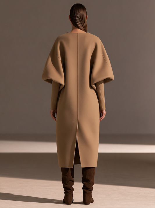 Placidia — Cappotto oversize in similpelle con revers