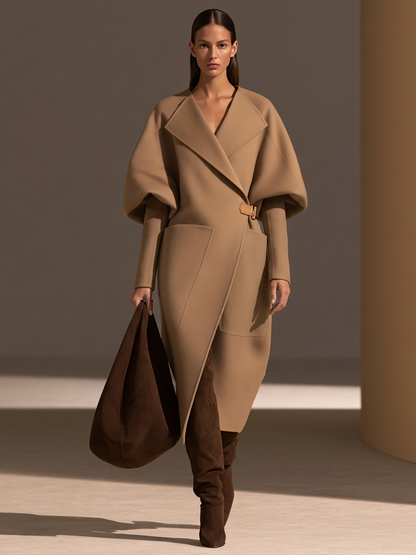 Placidia — Cappotto oversize in similpelle con revers