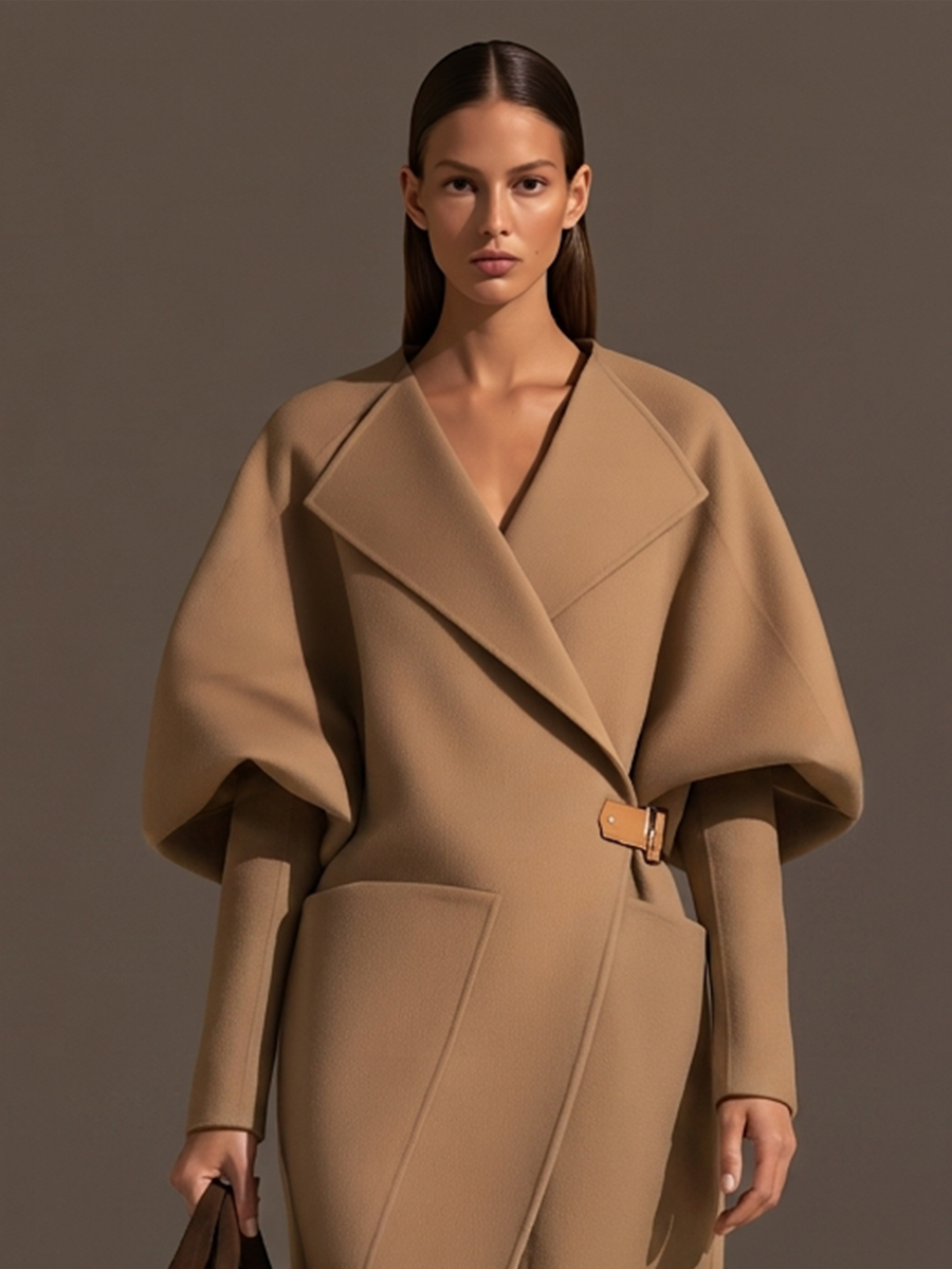 Placidia — Cappotto oversize in similpelle con revers