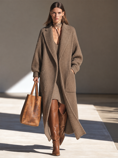 Guglielmina — Cappotto aperto sul davanti in misto lana con revers