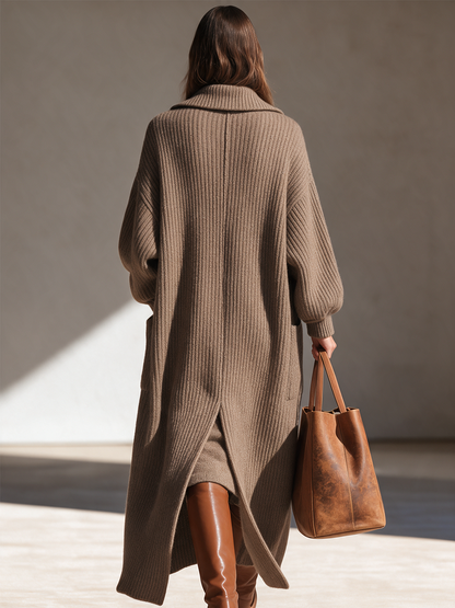 Guglielmina — Cappotto aperto sul davanti in misto lana con revers
