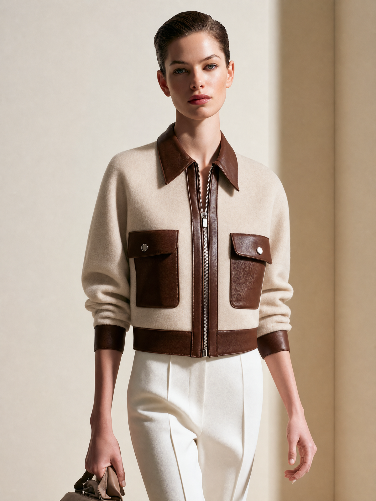 Fiordaliso — Giacca color block in similpelle
