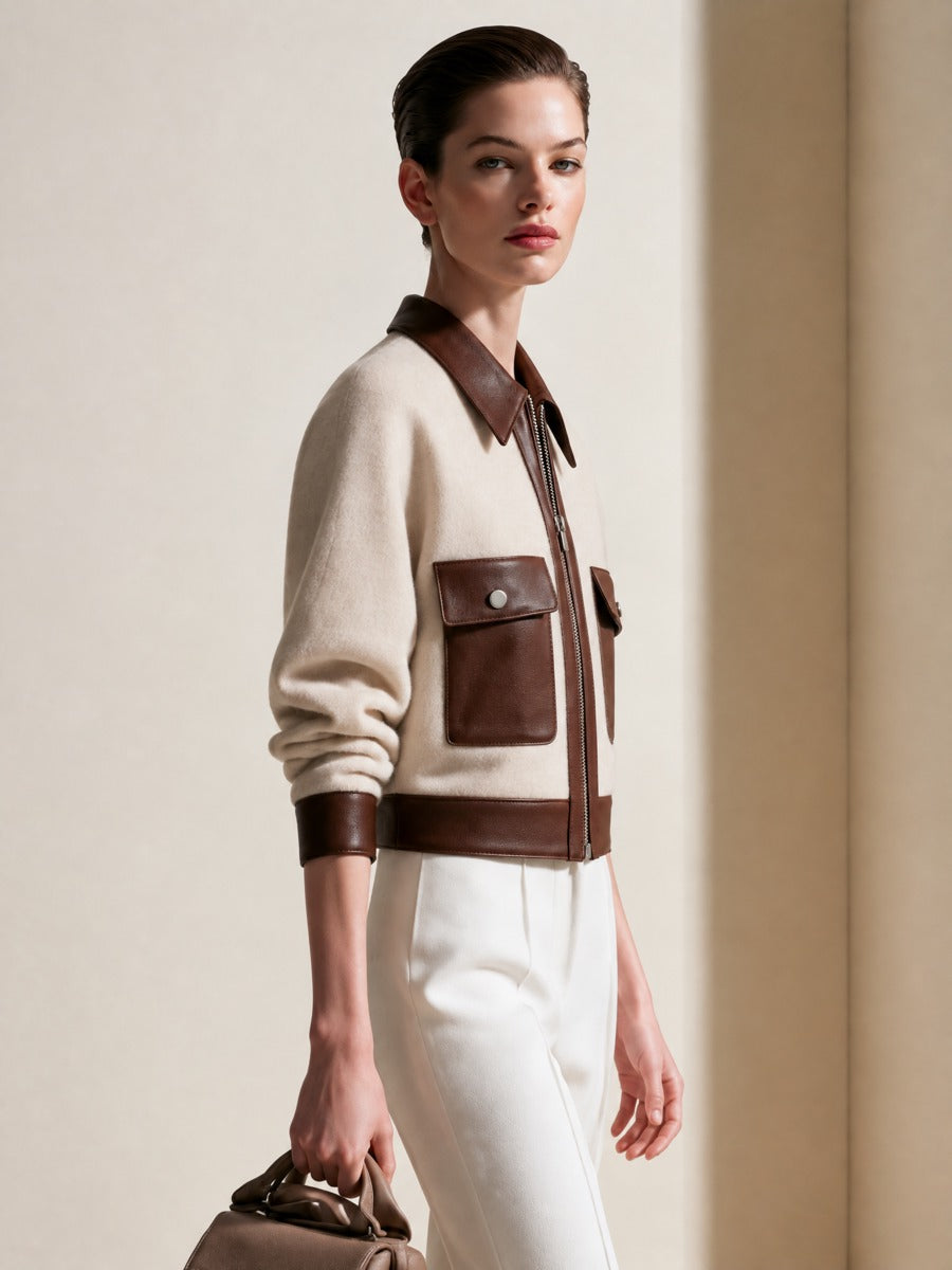 Fiordaliso — Giacca color block in similpelle