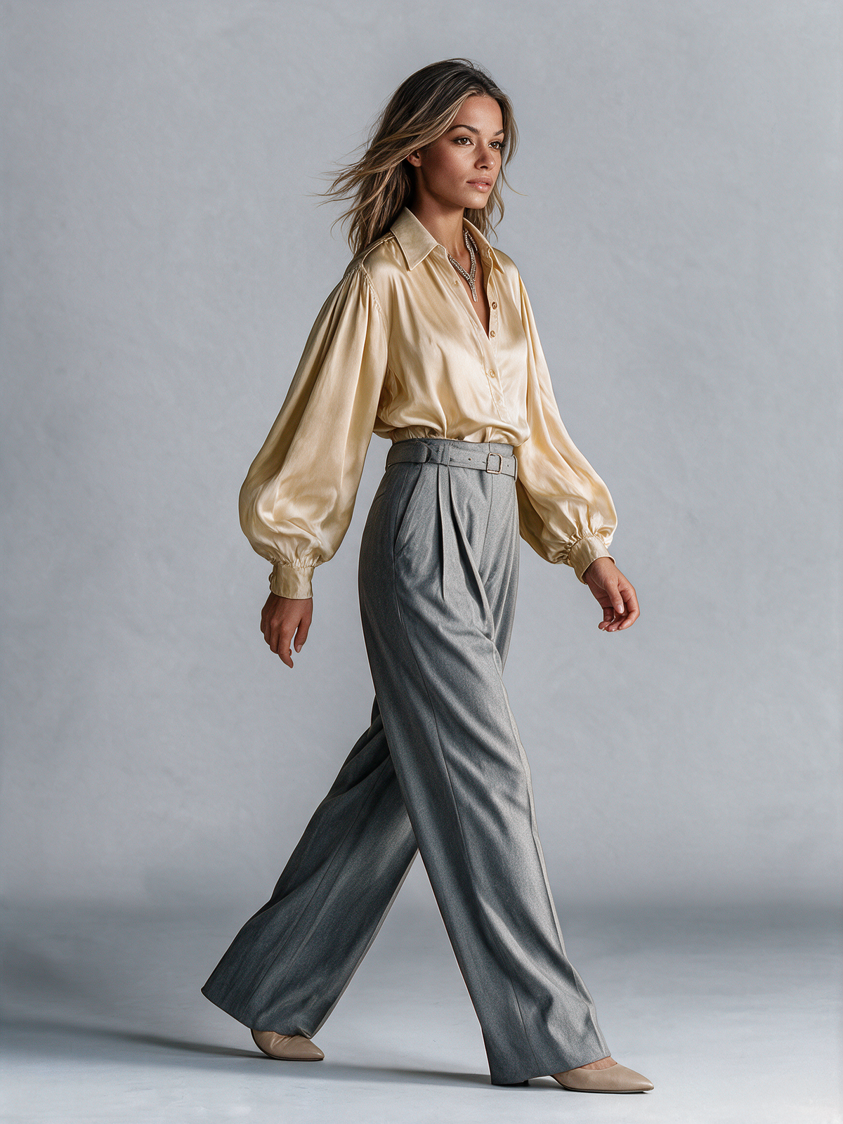Ilda — Camicia in raso con maniche svasate