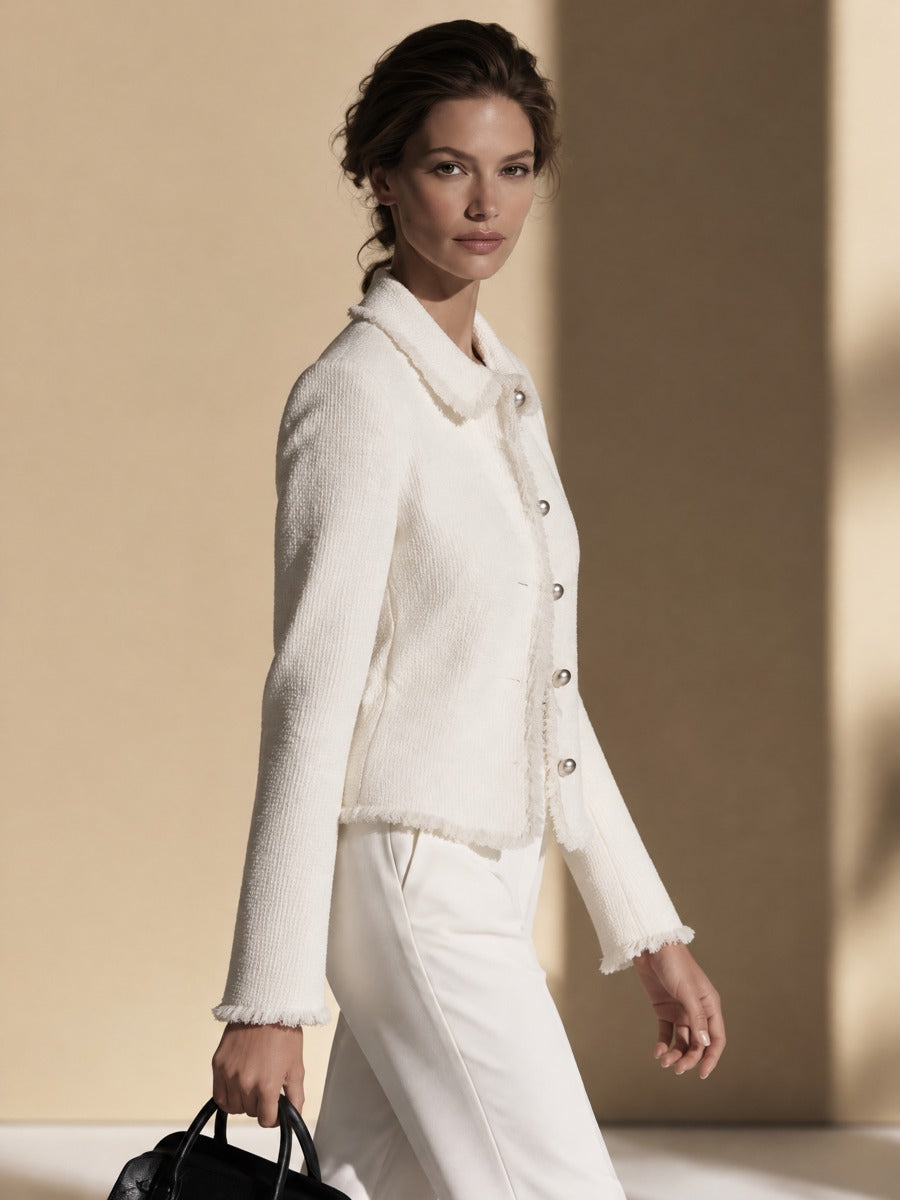 Leontina — Giacca in tweed con frange