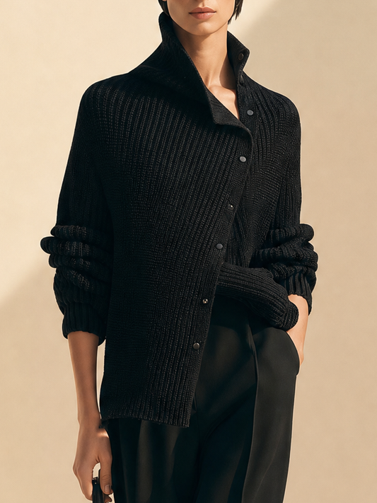 Liberta — Cardigan asimmetrico in maglia a coste