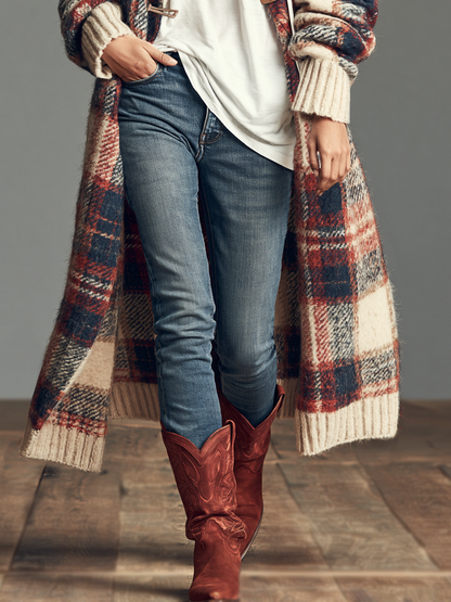 Quintina — Cardigan a quadri in jacquard