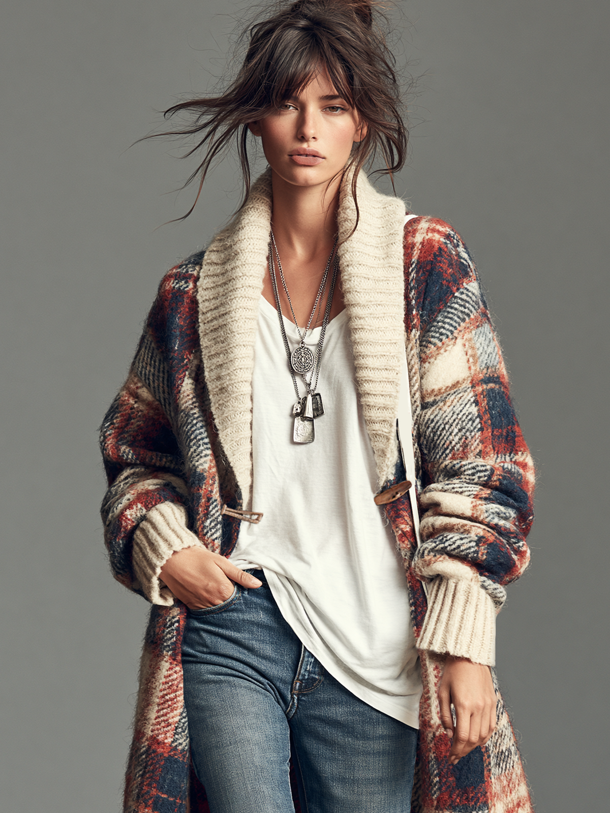 Quintina — Cardigan a quadri in jacquard